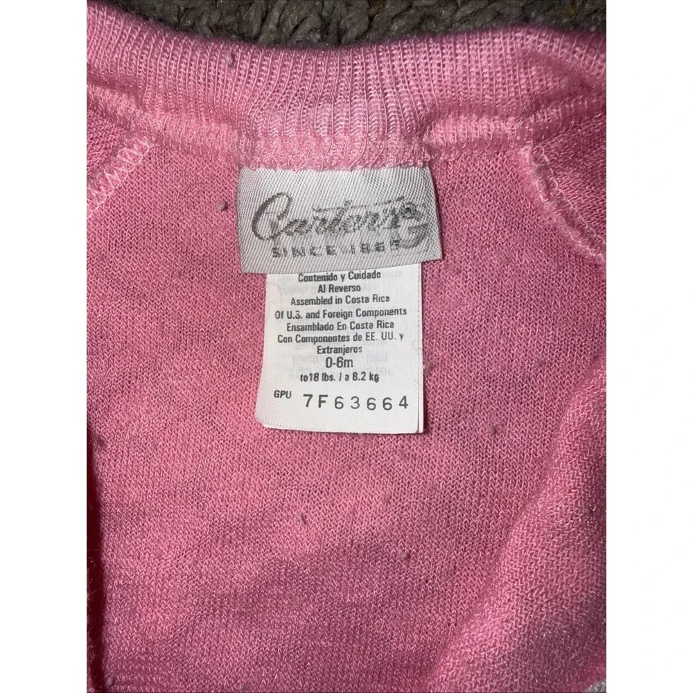Vtg Carter's Pink Quilted Footie Pajamas Sz 0-6 Months Baby Sleeper Bunny Rabbit